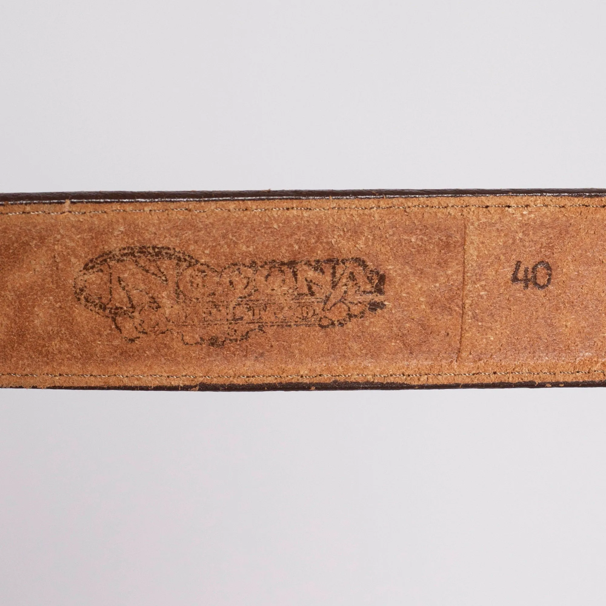 70s Nascar RainTree Belt Buckle & Leather Belt - Size 40