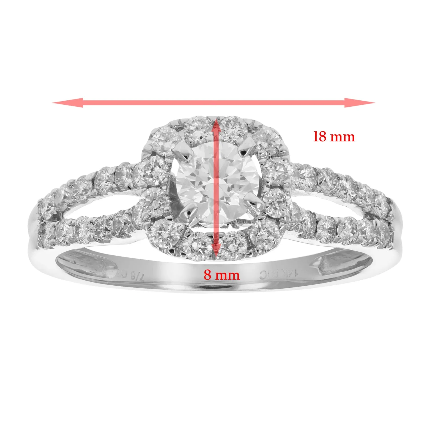 7/8 cttw Twisted Halo Diamond Engagement Ring in 14K White Gold