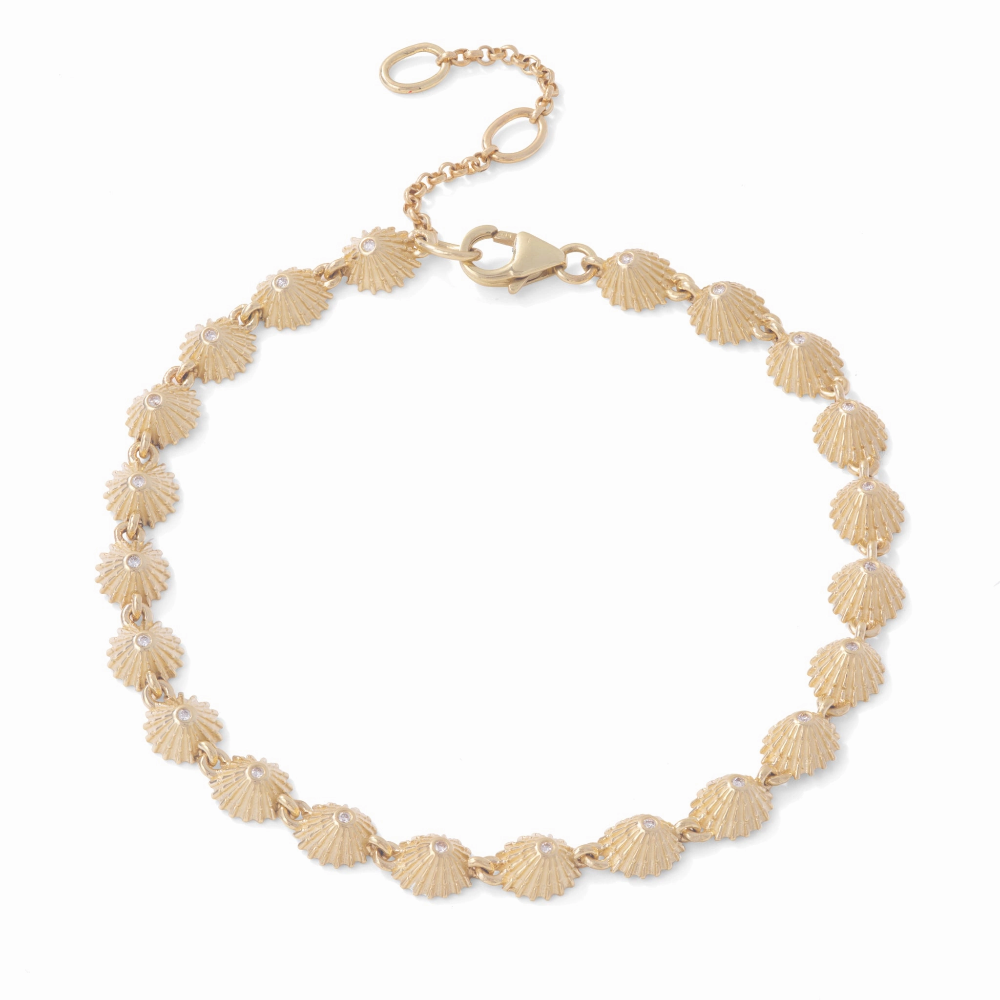 Unique Treasures 7-8.5" Adjustable ?Opihi Bracelet in Gold with Diamonds