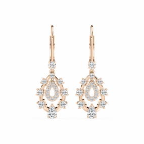 7/8 ctw Pear and Round Lab Grown Diamond Graduated Drop Earrings Polygonal Embellishment Decorative Accessory