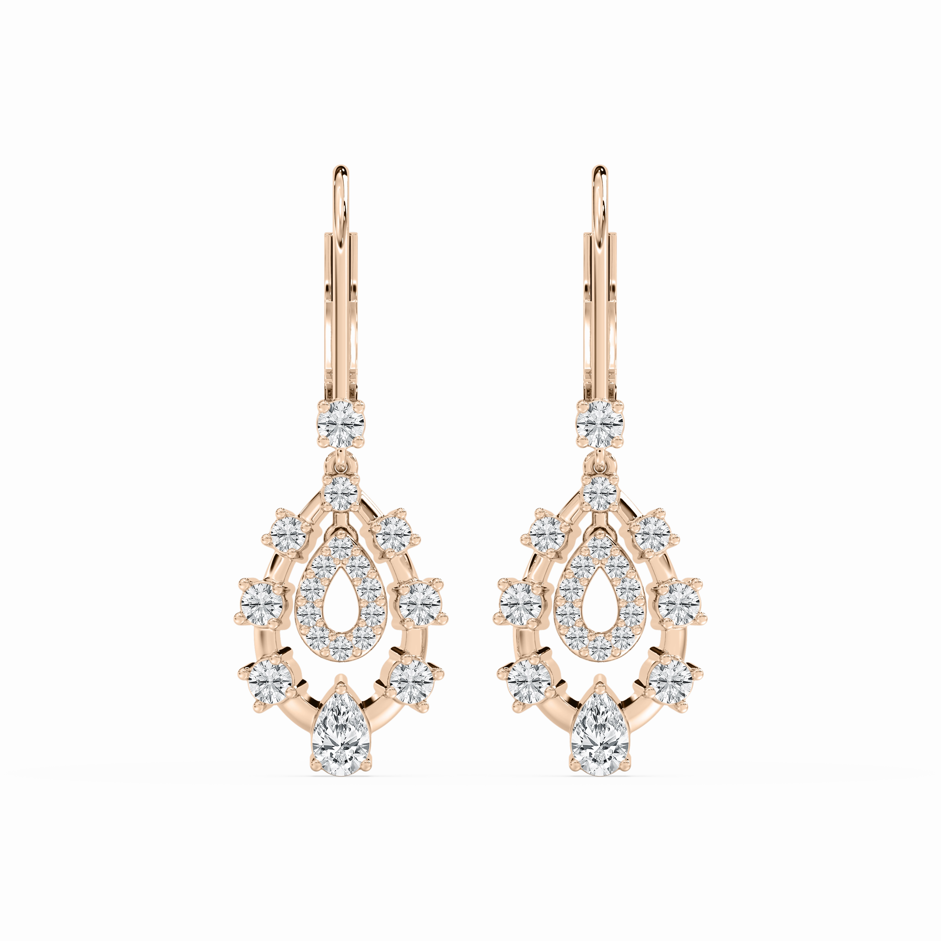 Polished Element 7/8 ctw Pear and Round Lab Grown Diamond Graduated Drop Earrings