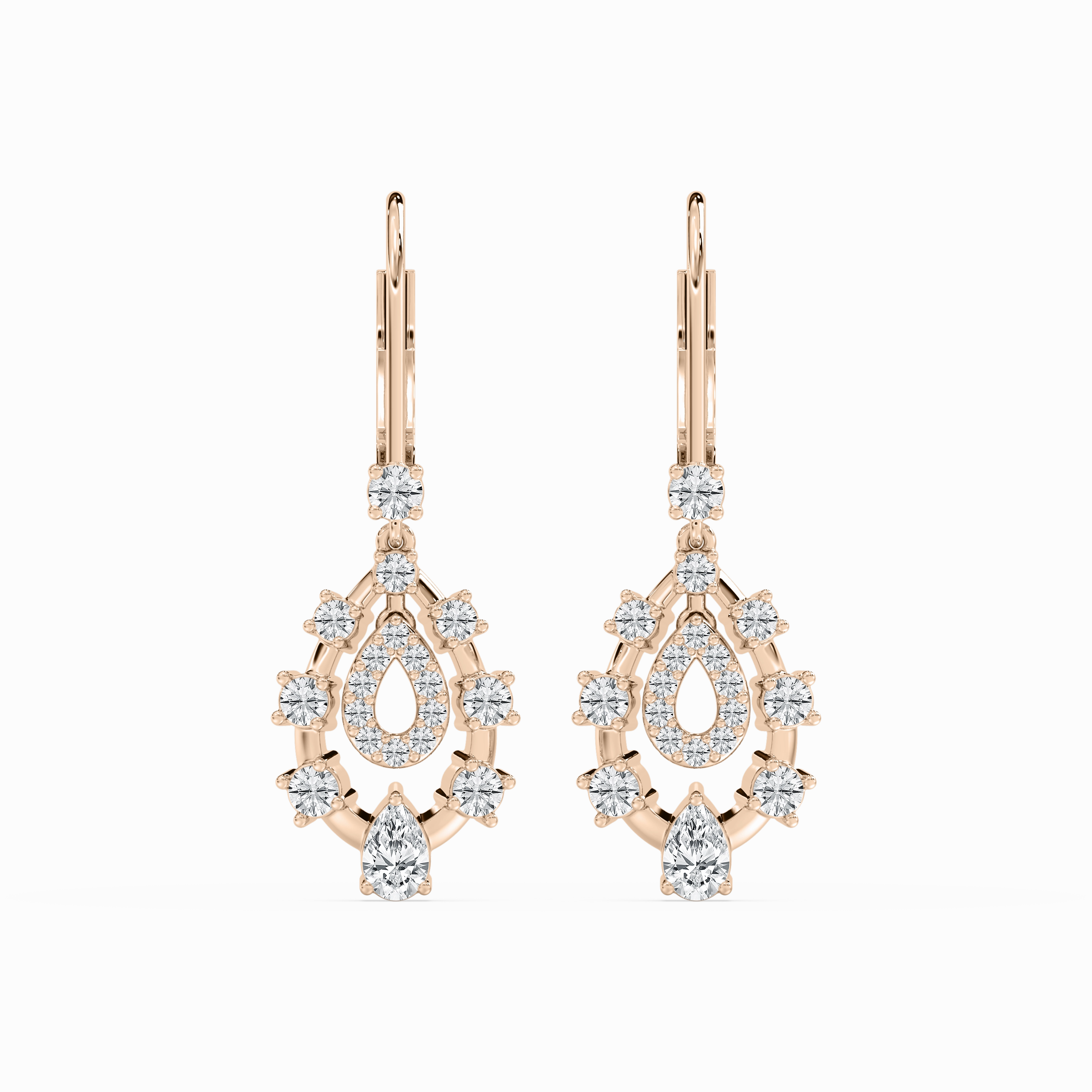 Substantial Decoration 7/8 ctw Pear and Round Lab Grown Diamond Graduated Drop Earrings