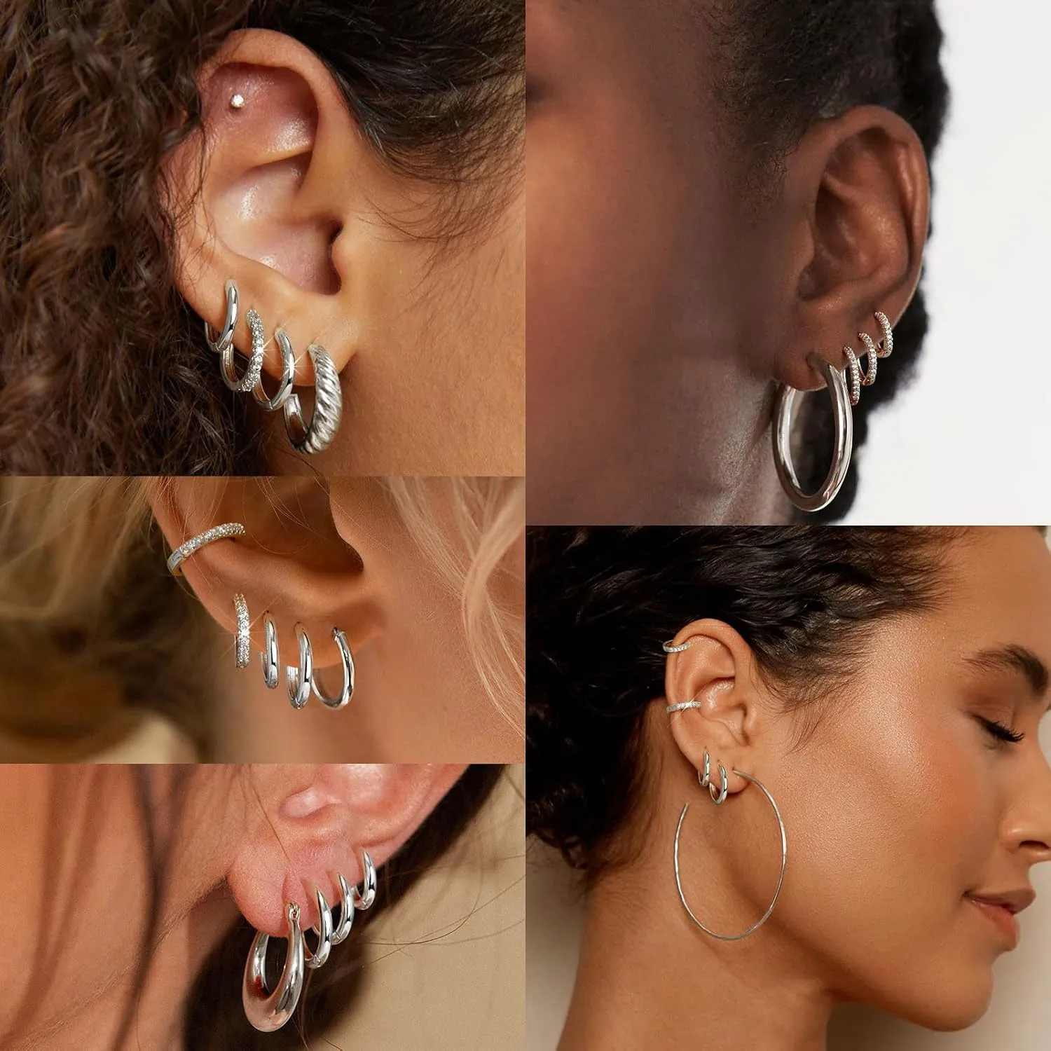 8 Pairs Gold Earrings Small Gold Hoop Earrings for Women,18K Real Gold Plated Gold Hoops Huggie Cartilage Earrings Piercings Jewelry Hypoallergenic Lightweight 6mm/8mm/10mm/12mm