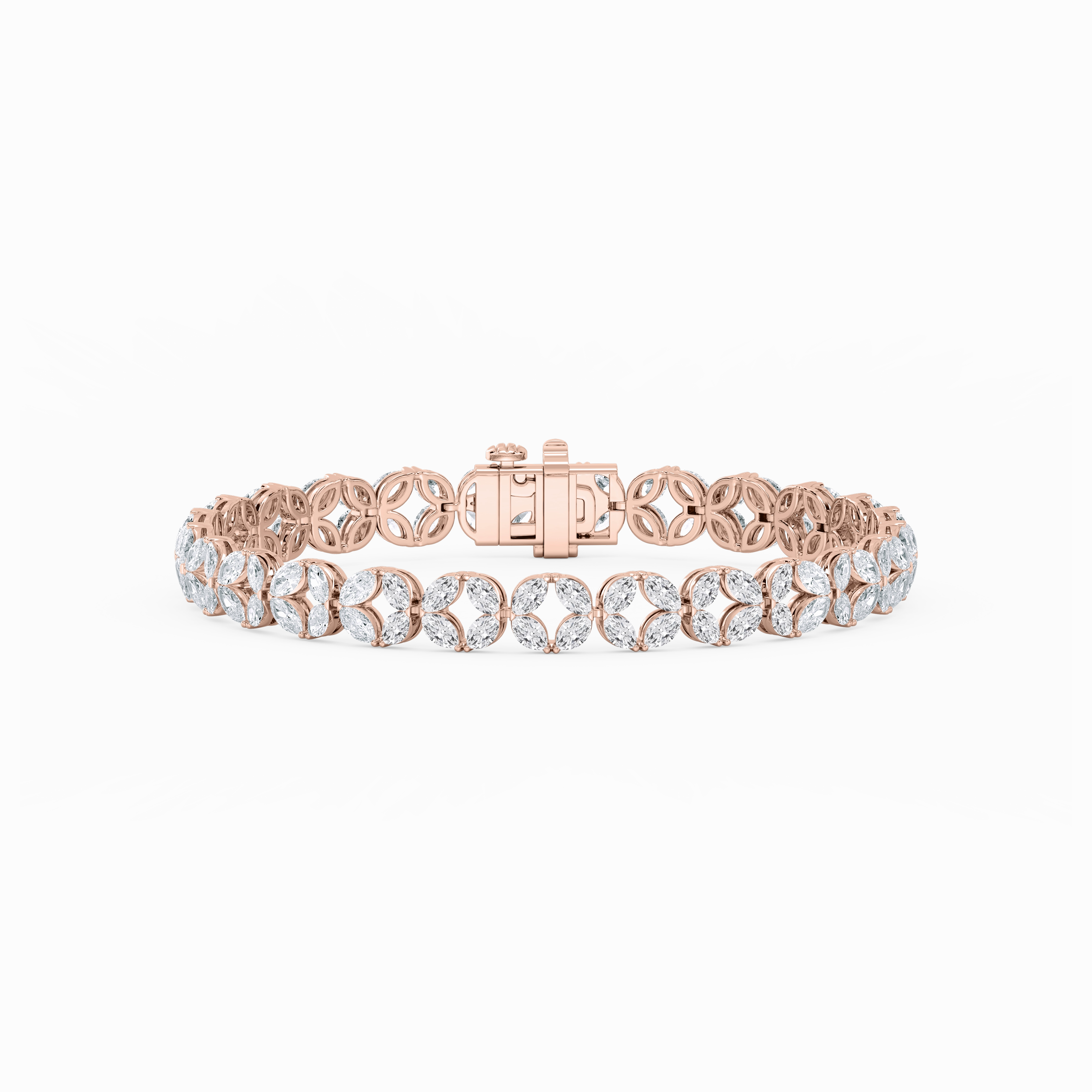 8 ctw Marquise Lab Grown Diamond Open Flower Bracelet  - 7 Inches Worldwide Favorite