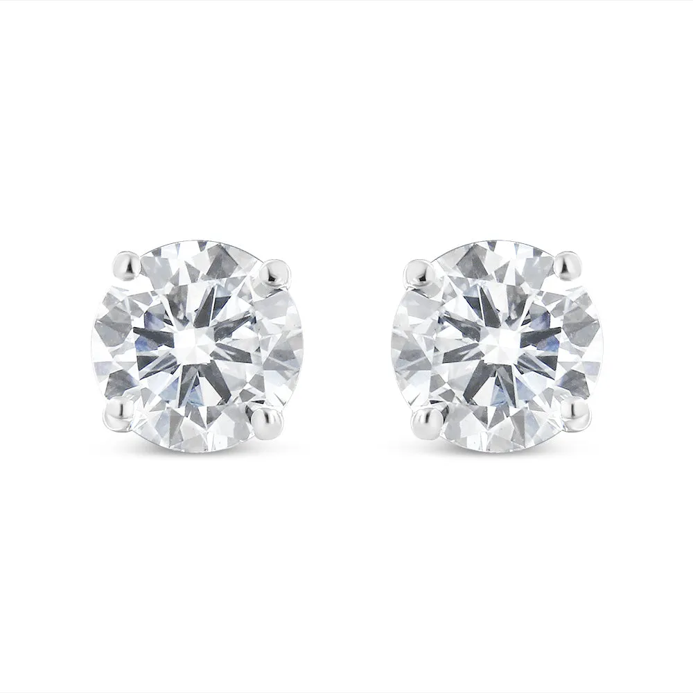 .925 Sterling Silver 1.00 Cttw Round Brilliant-Cut Diamond Classic 4-Prong Stud Earrings with Screw Backs