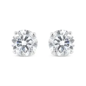 .925 Sterling Silver 1.00 Cttw Round Brilliant-Cut Diamond Classic 4-Prong Stud Earrings with Screw Backs