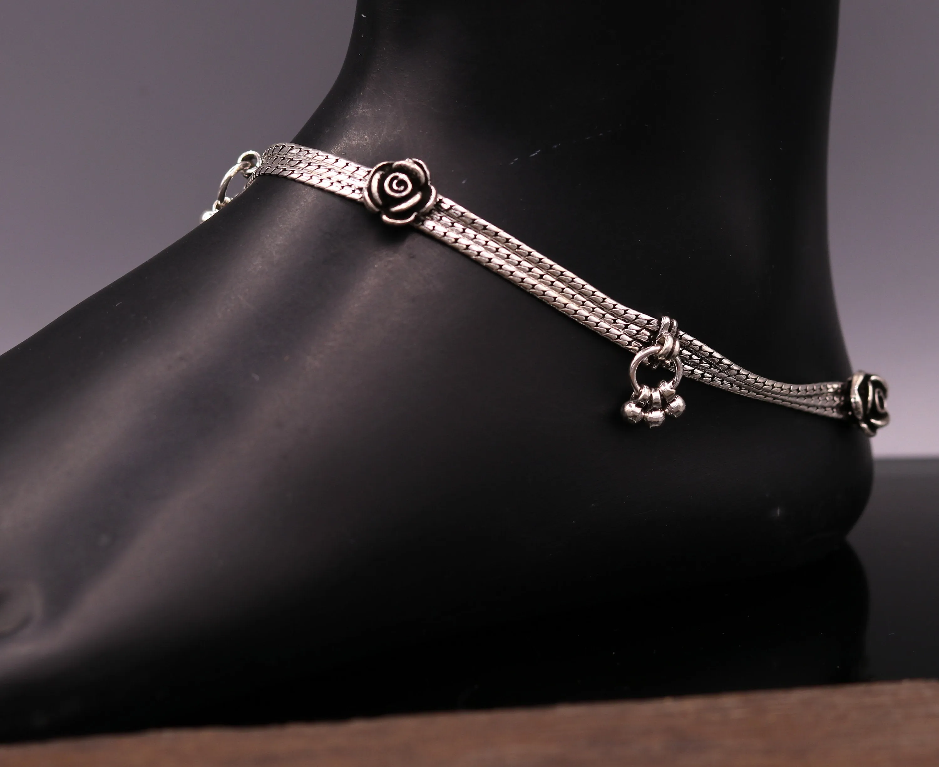 925 sterling silver 10.5" long customized chain anklet, excellent personalized ankle bracelet foot jewelry belly dance jewelry  ank38
