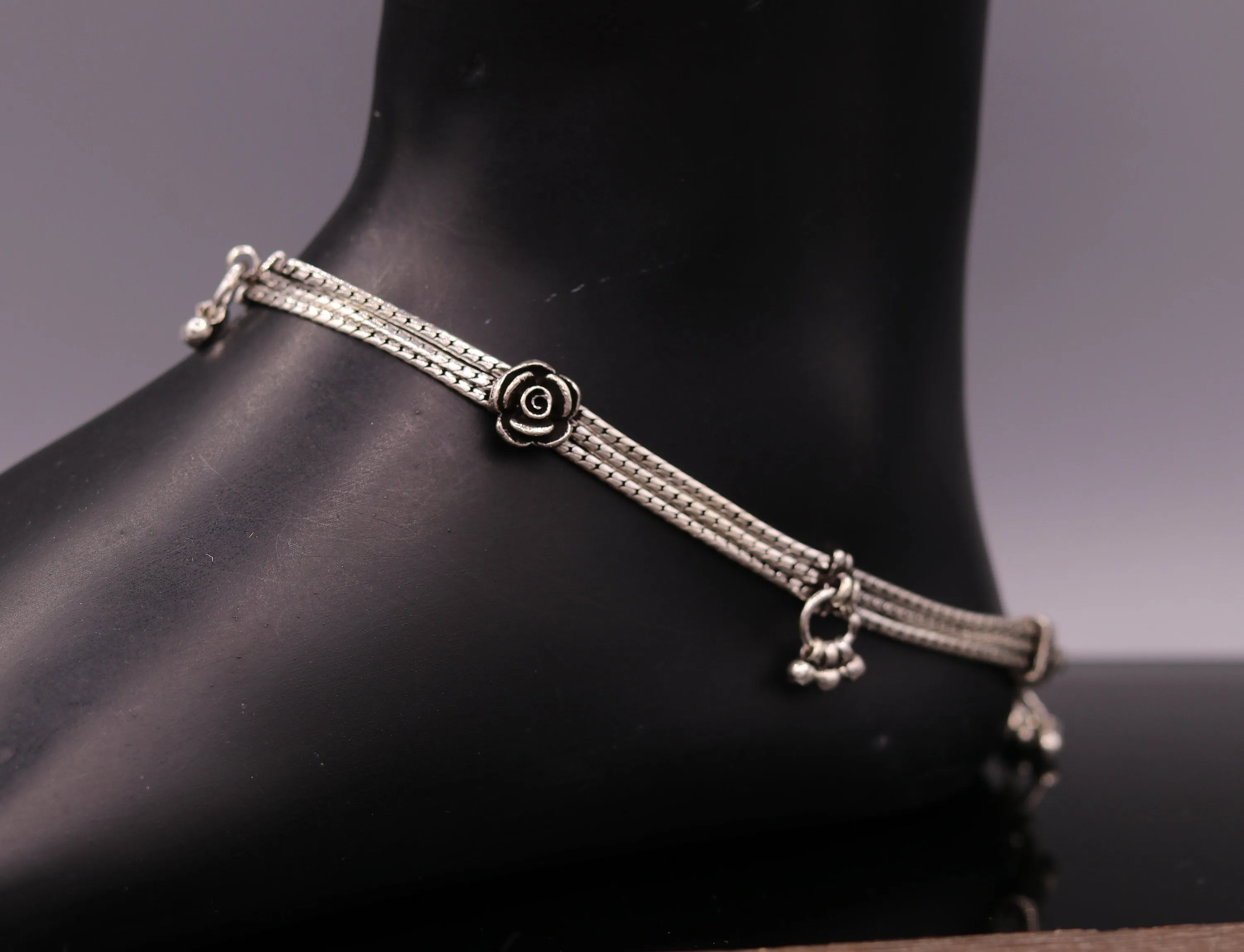 925 sterling silver 10.5" long customized chain anklet, excellent personalized ankle bracelet foot jewelry belly dance jewelry  ank38