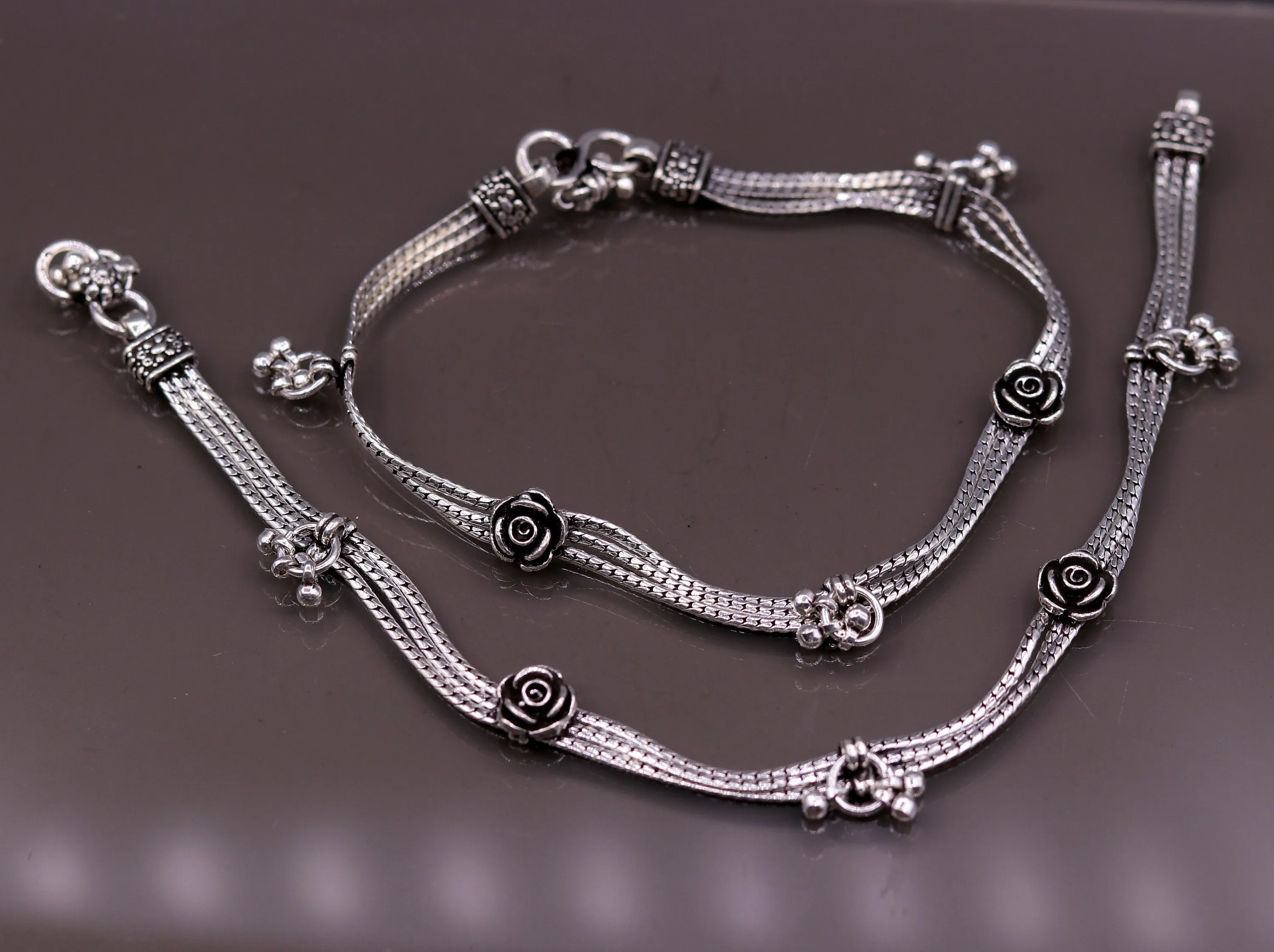925 sterling silver 10.5" long customized chain anklet, excellent personalized ankle bracelet foot jewelry belly dance jewelry  ank38