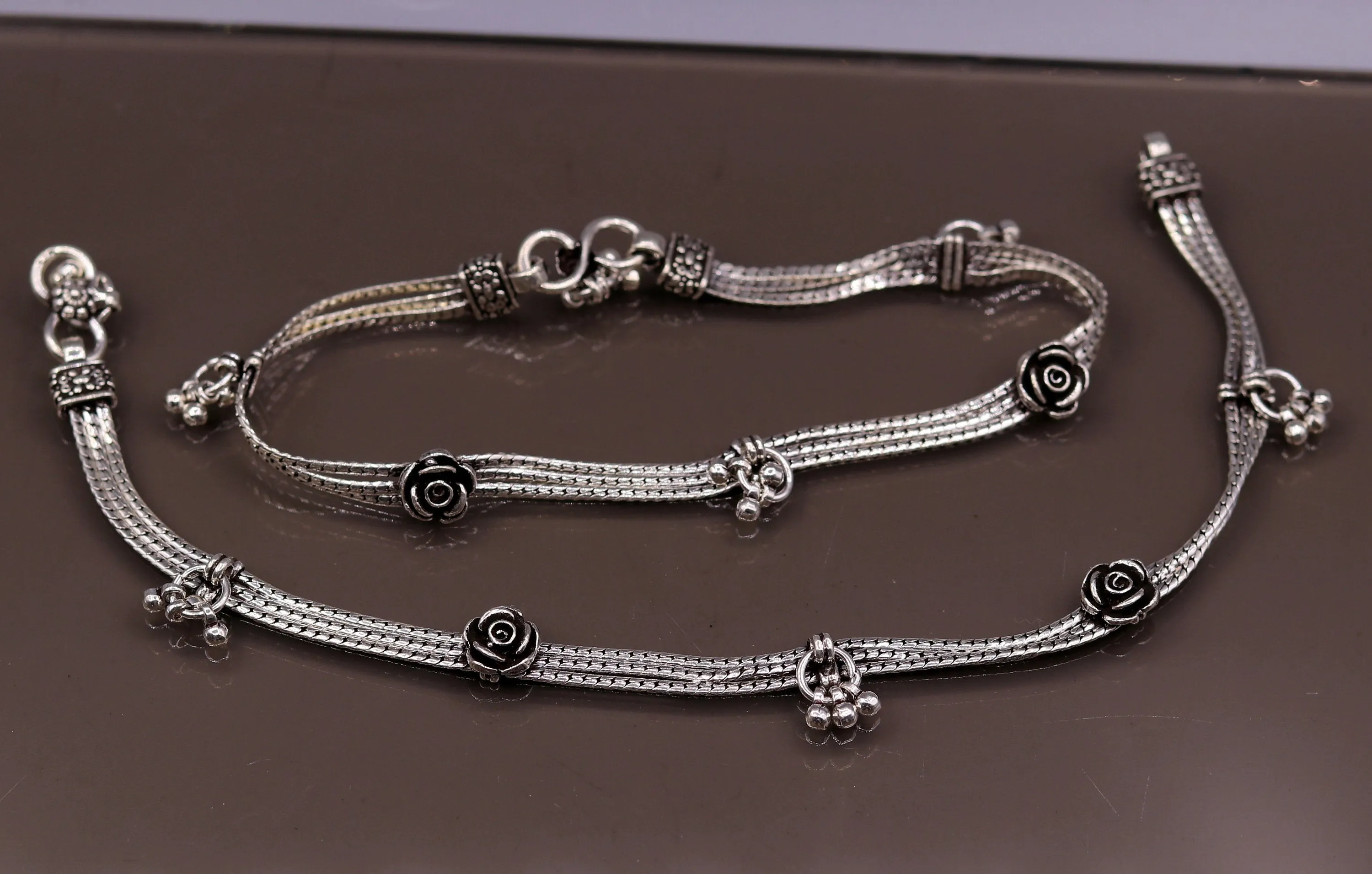 925 sterling silver 10.5" long customized chain anklet, excellent personalized ankle bracelet foot jewelry belly dance jewelry  ank38