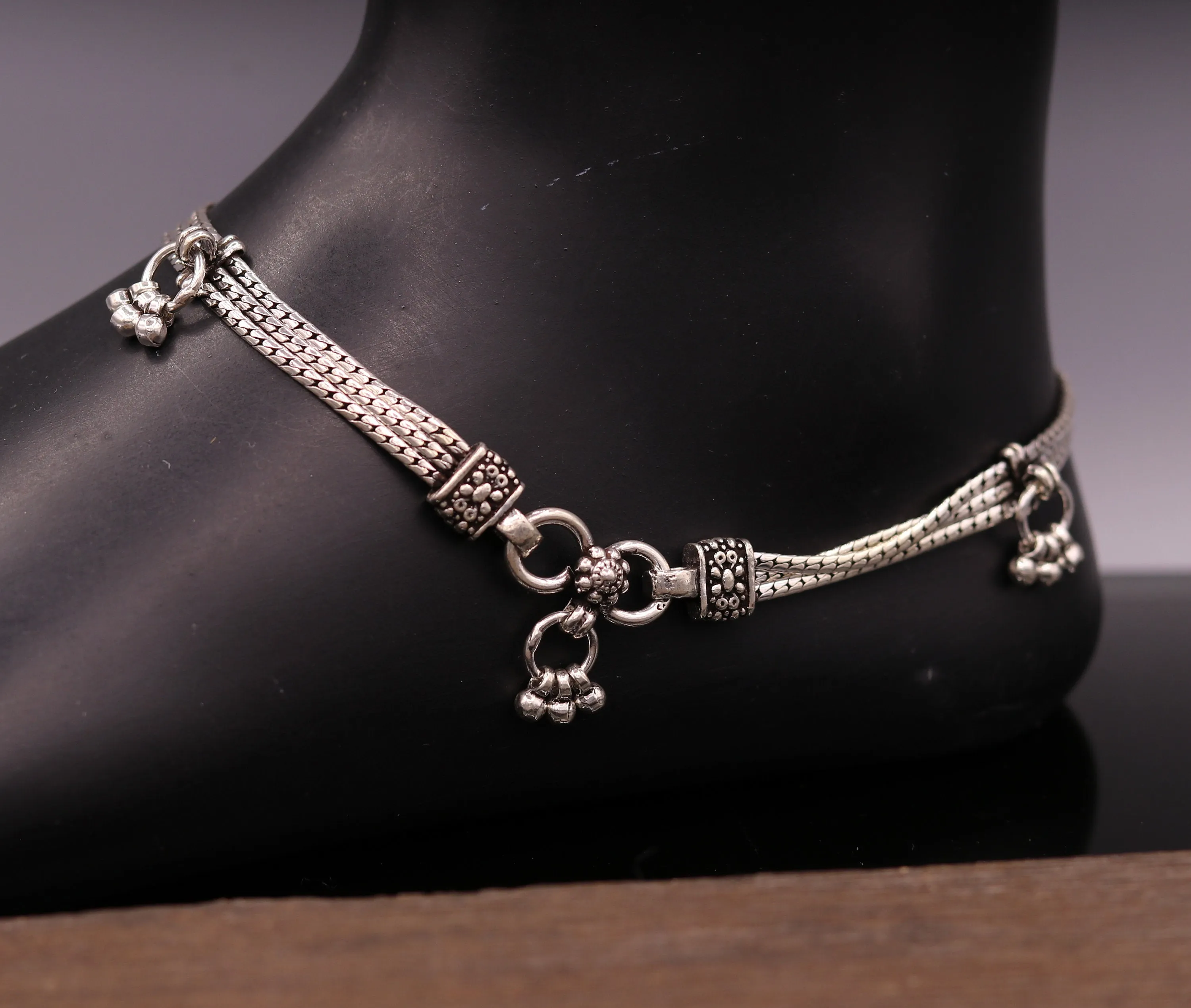 925 sterling silver 10.5" long customized chain anklet, excellent personalized ankle bracelet foot jewelry belly dance jewelry  ank38