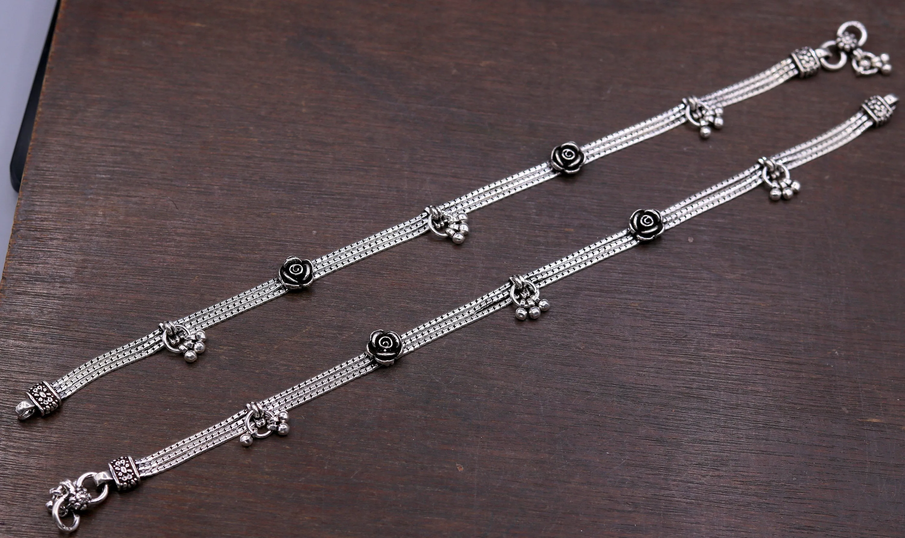 925 sterling silver 10.5" long customized chain anklet, excellent personalized ankle bracelet foot jewelry belly dance jewelry  ank38