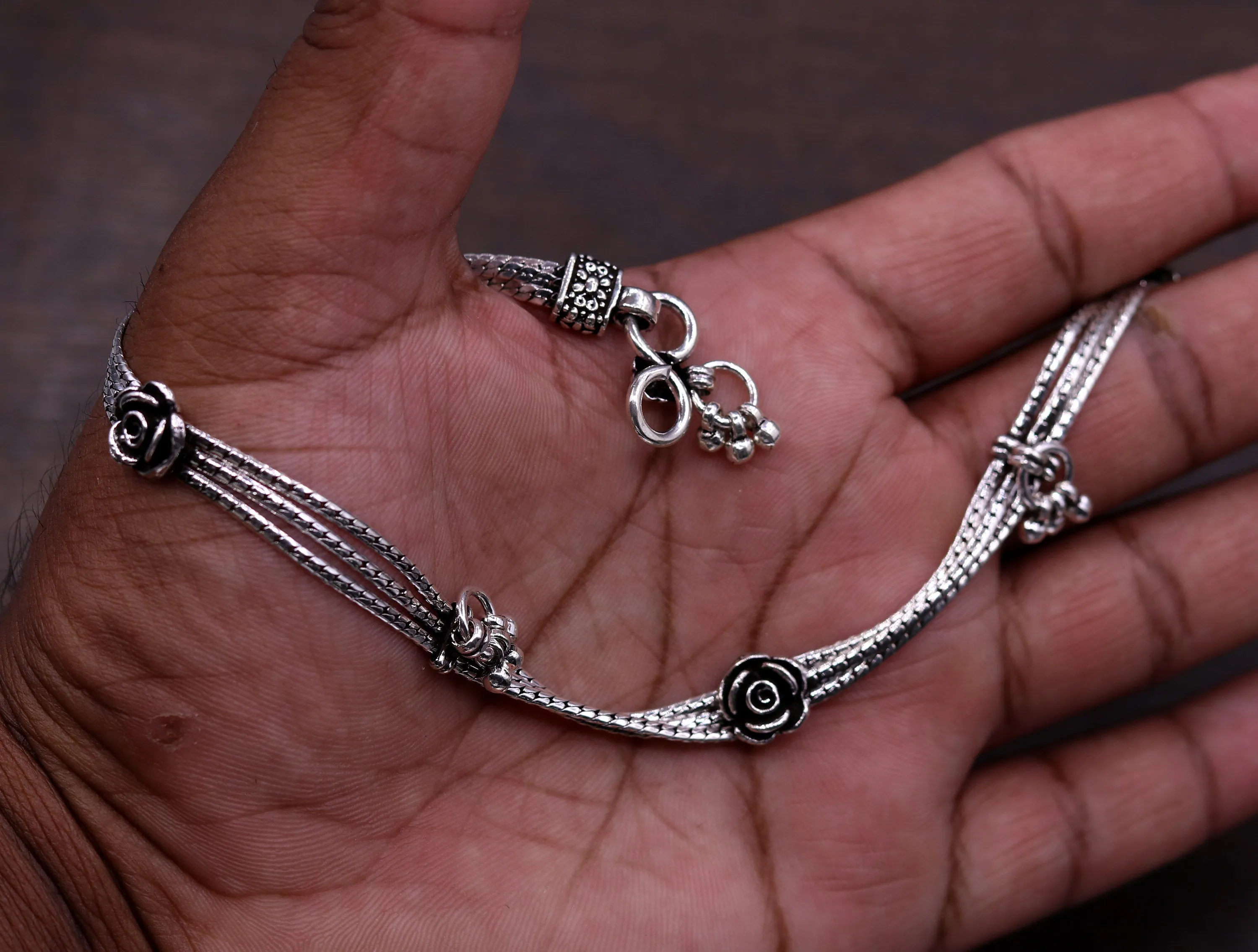 925 sterling silver 10.5" long customized chain anklet, excellent personalized ankle bracelet foot jewelry belly dance jewelry  ank38