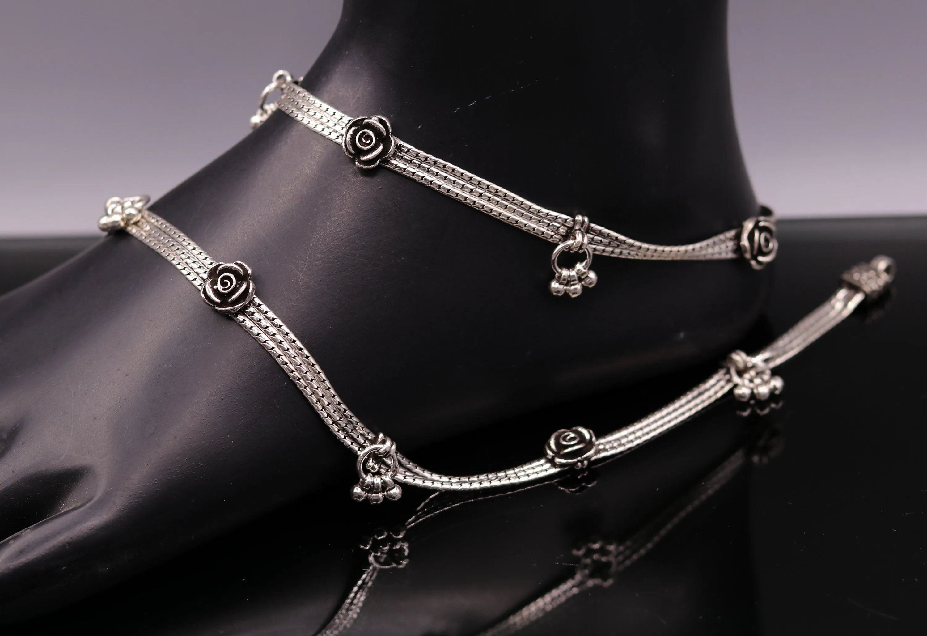 925 sterling silver 10.5" long customized chain anklet, excellent personalized ankle bracelet foot jewelry belly dance jewelry  ank38