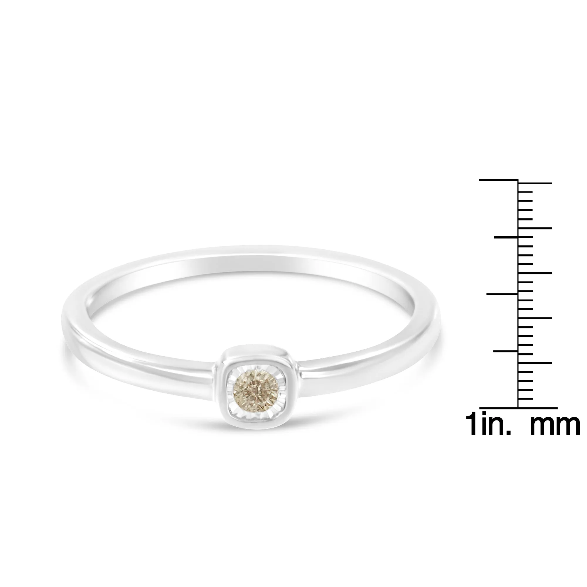 .925 Sterling Silver 1/20 Carat Diamond Square Cushion-Shaped Miracle Set Petite Fashion Promise Ring