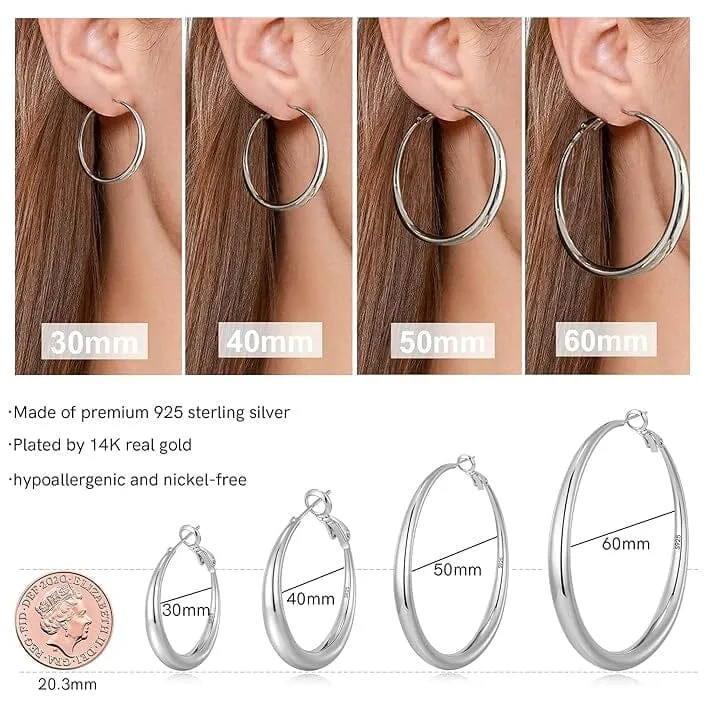 925 Sterling Silver 50mm Hoop Earrings