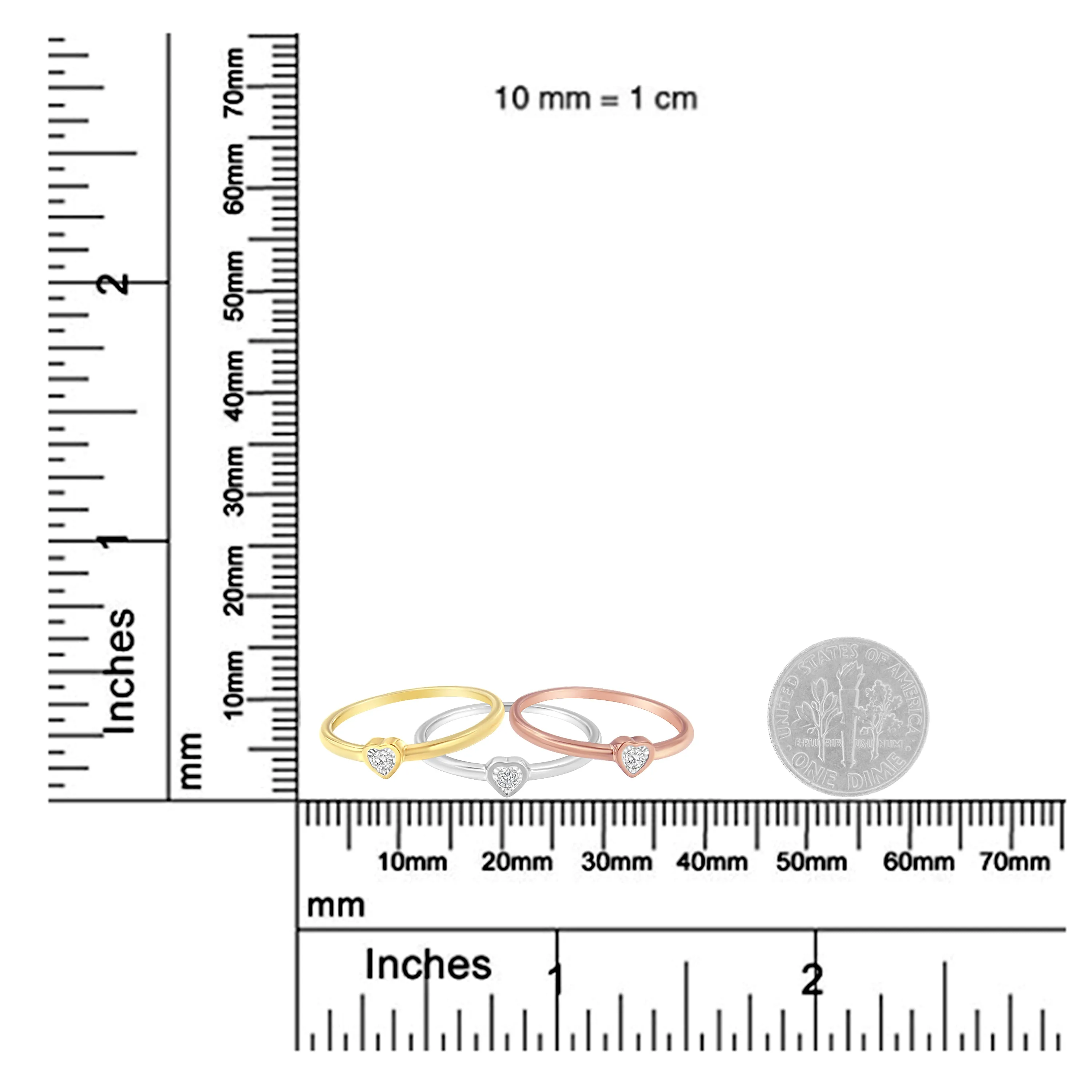 .925 Sterling Silver Diamond Heart Shaped Stackable Promise Ring Set
