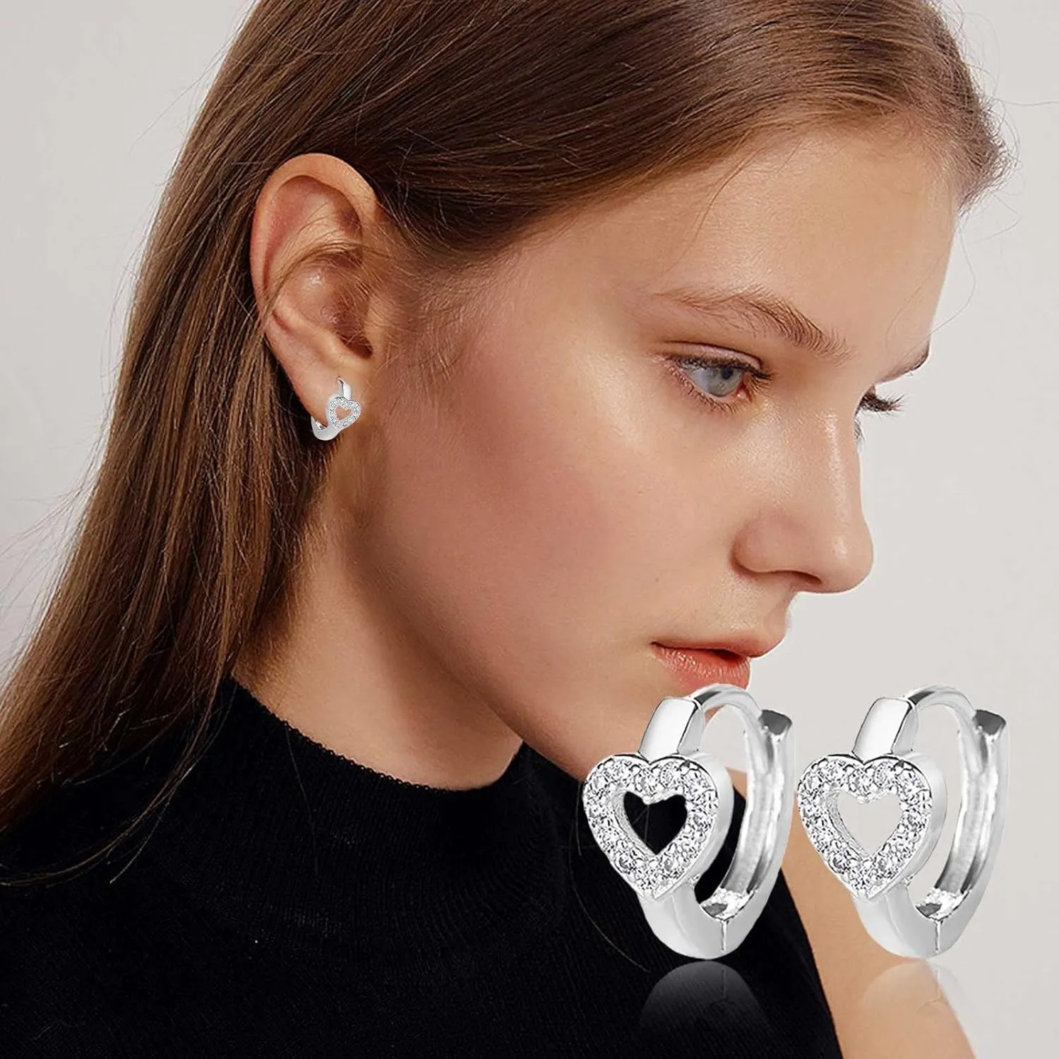 925 Sterling Silver Earrings for Women Sparkly Full Diamond Cubic Zirconia Birthday Valentines Jewelry Gifts for Her