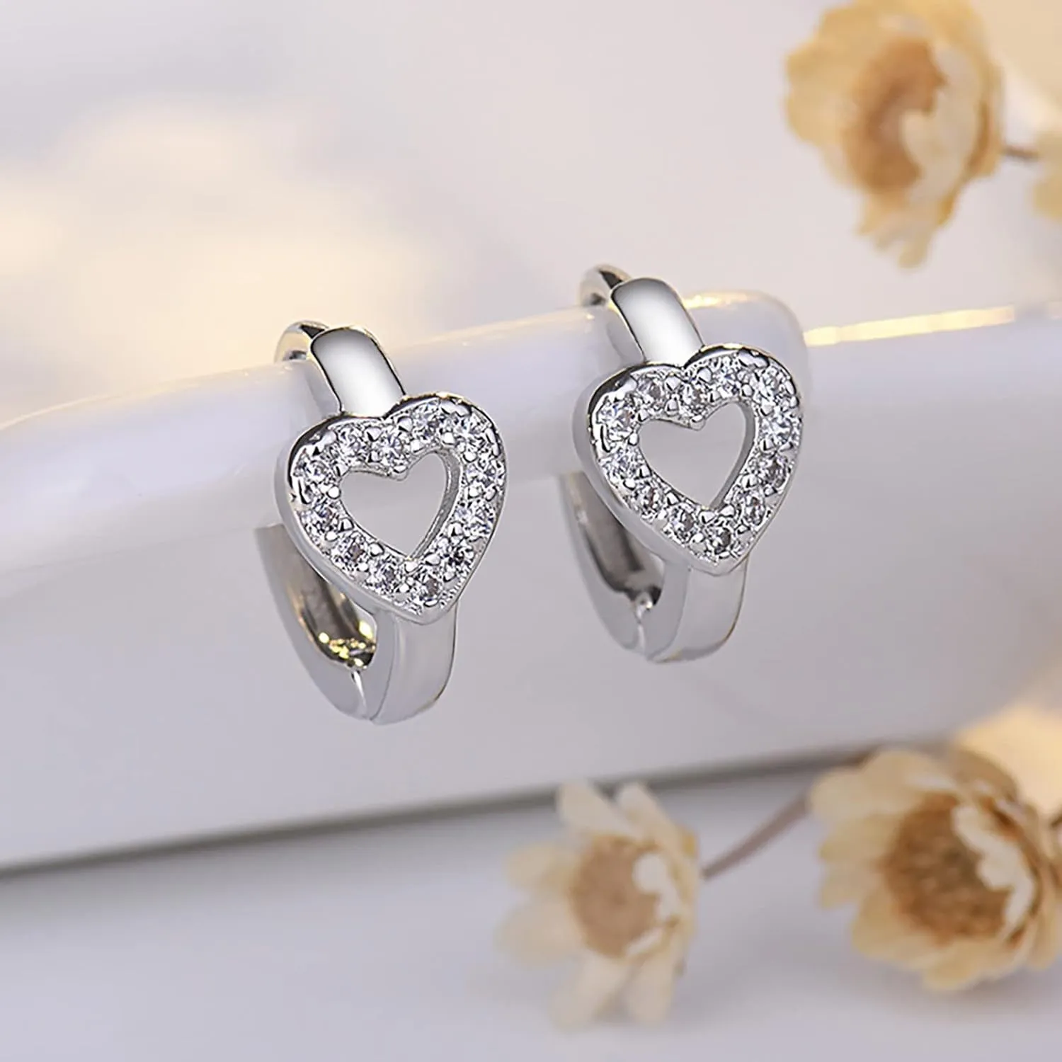 925 Sterling Silver Earrings for Women Sparkly Full Diamond Cubic Zirconia Birthday Valentines Jewelry Gifts for Her