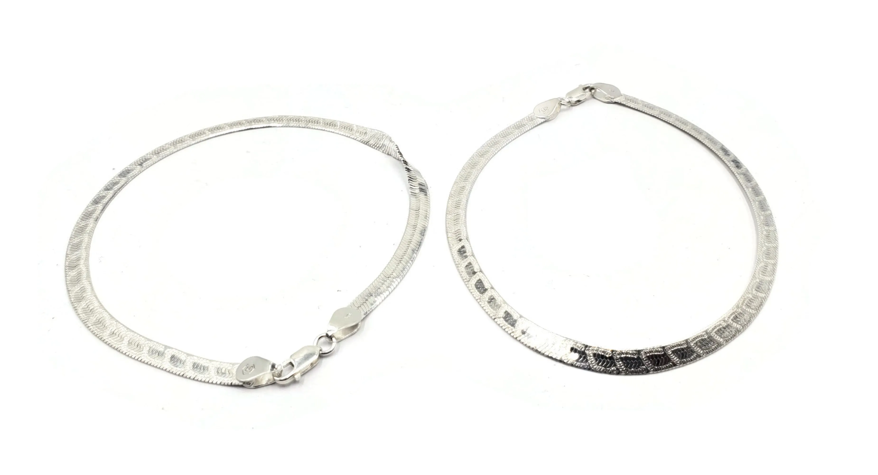 925 Sterling Silver Flat Design Anklet - #31