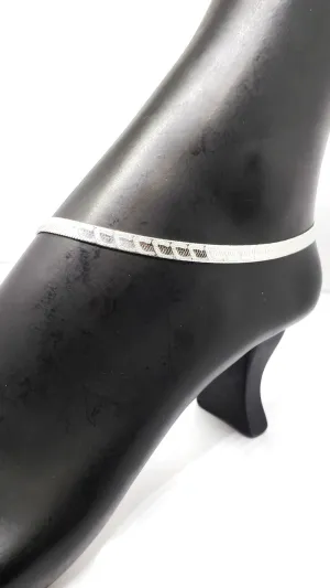 925 Sterling Silver Flat Design Anklet - #31