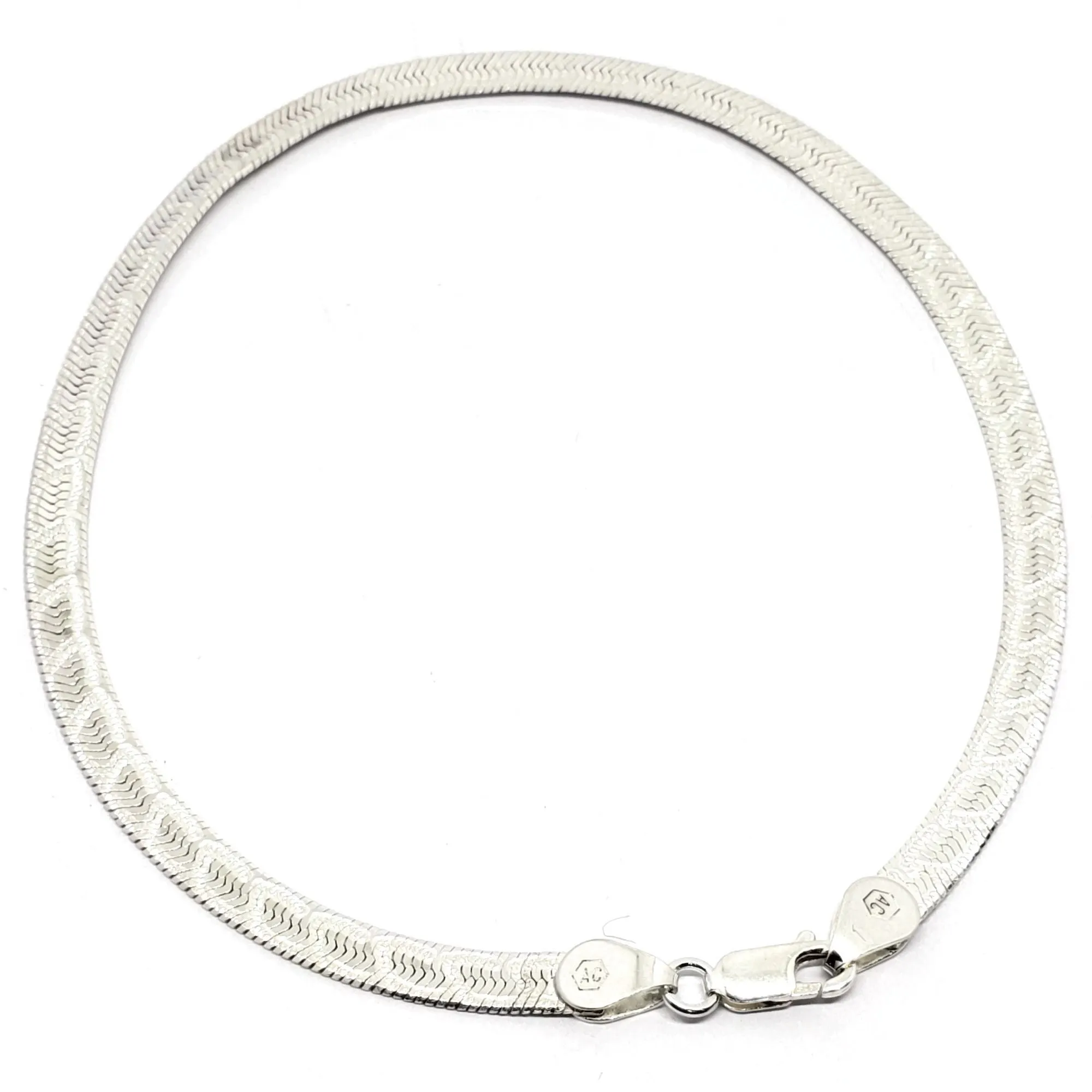 925 Sterling Silver Flat Design Anklet - #31