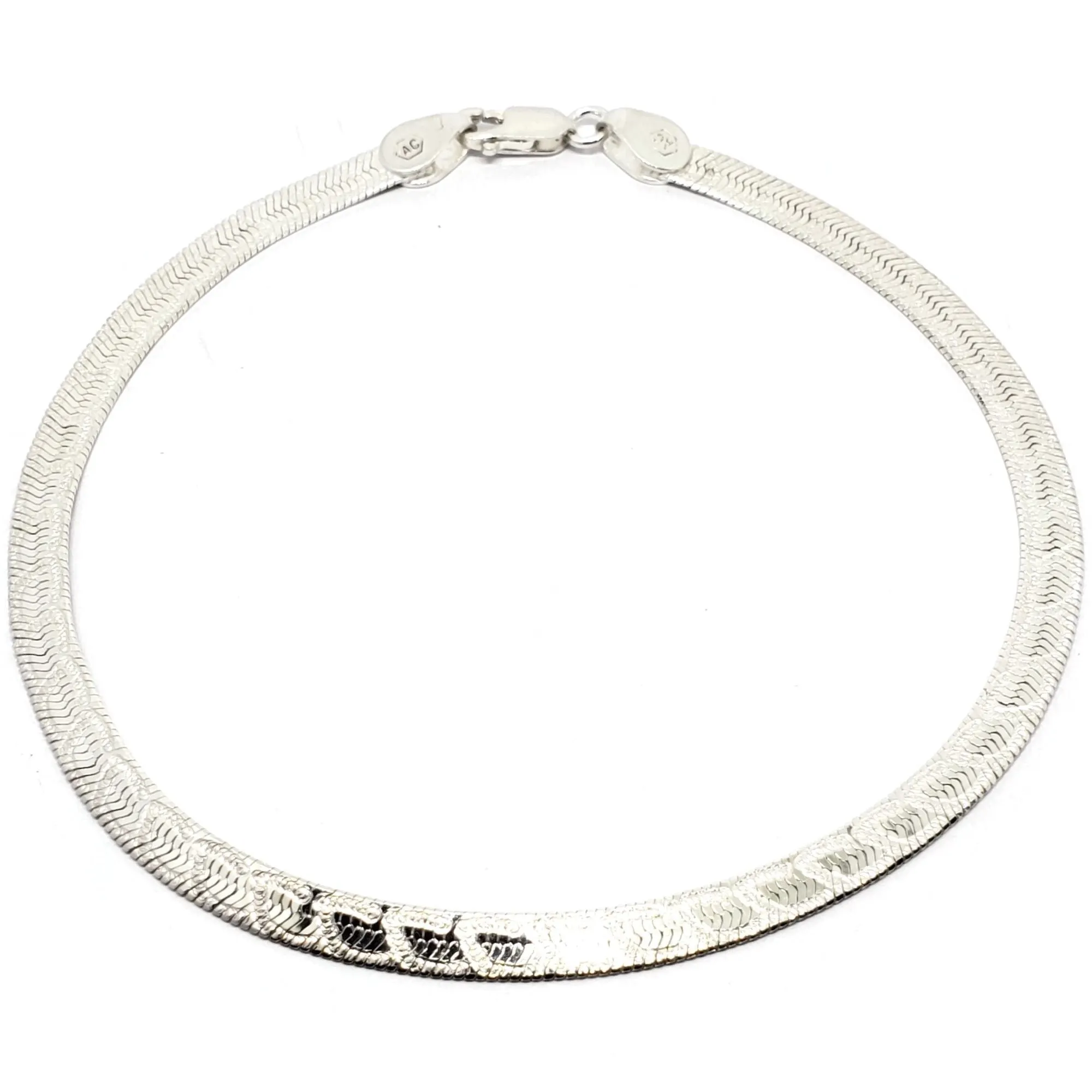925 Sterling Silver Flat Design Anklet - #31