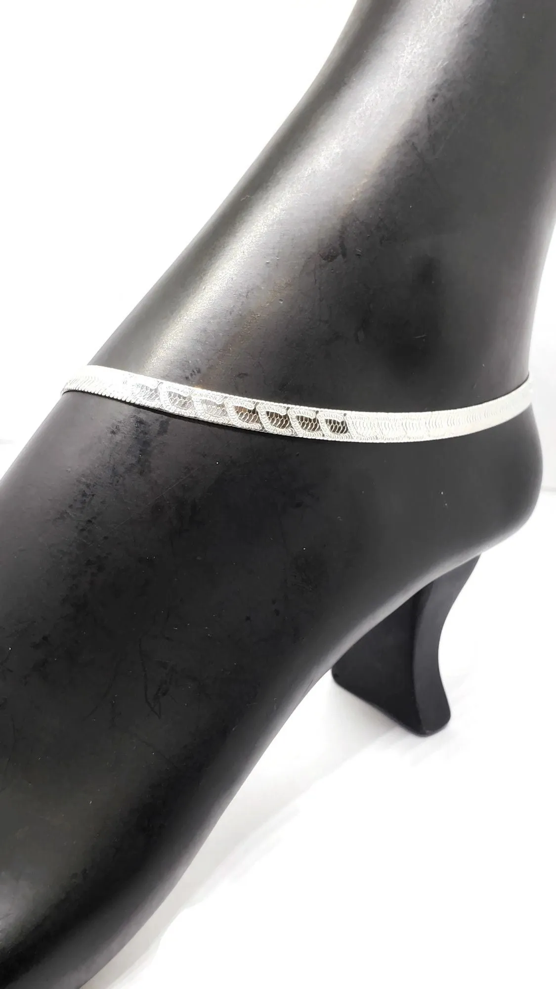 925 Sterling Silver Flat Design Anklet - #31