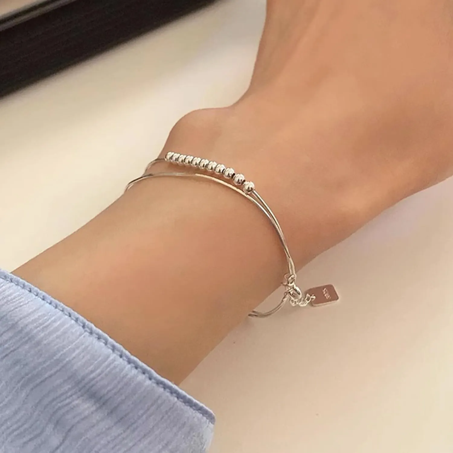 925 Sterling Silver Link Chain Bracelet for Women Handmade Layered Adjustable Sterling Silver Bracelets Bangles Jewelry Gifts