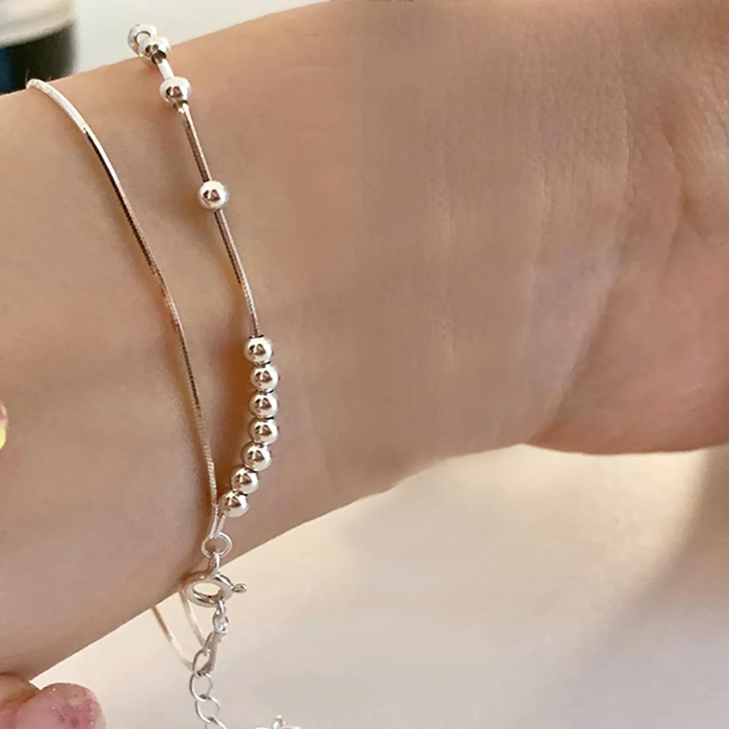 925 Sterling Silver Link Chain Bracelet for Women Handmade Layered Adjustable Sterling Silver Bracelets Bangles Jewelry Gifts