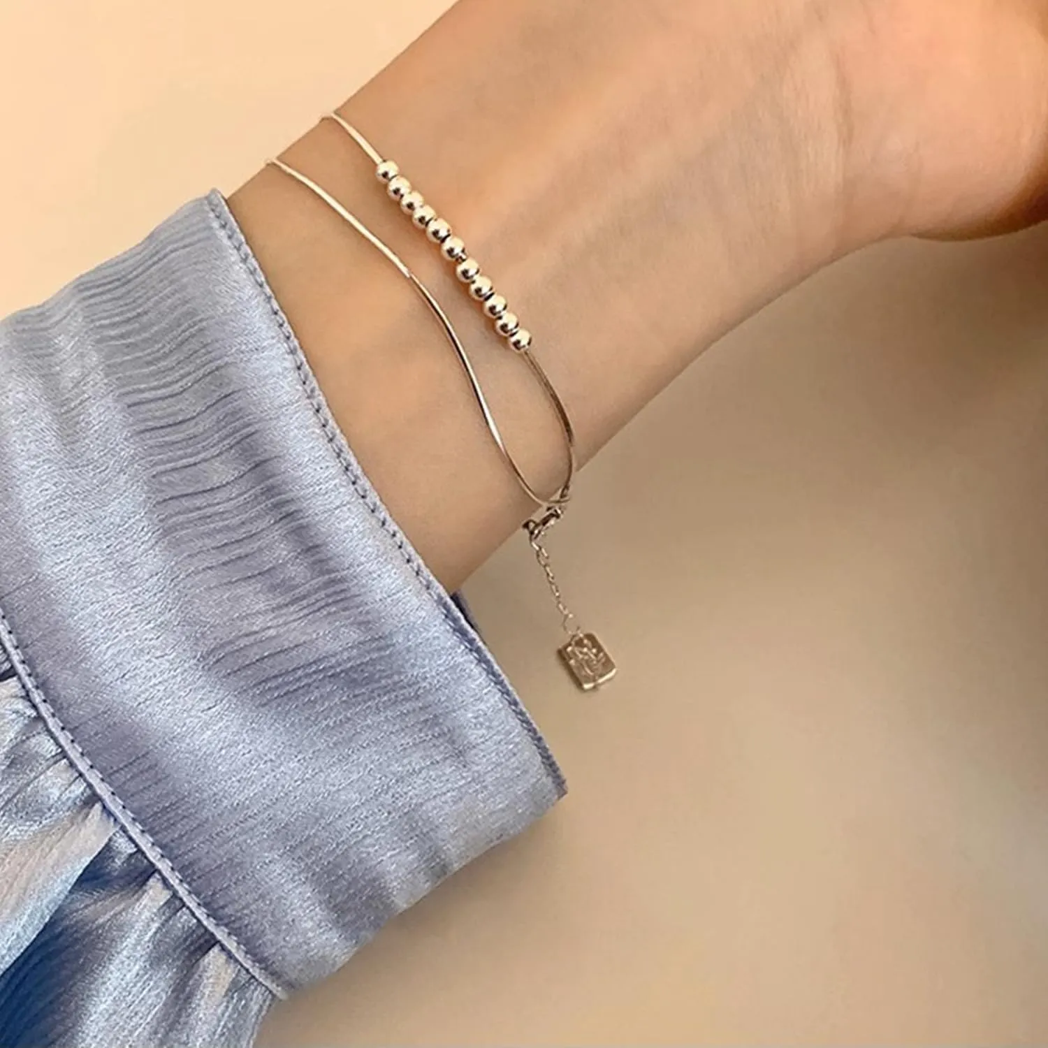 925 Sterling Silver Link Chain Bracelet for Women Handmade Layered Adjustable Sterling Silver Bracelets Bangles Jewelry Gifts