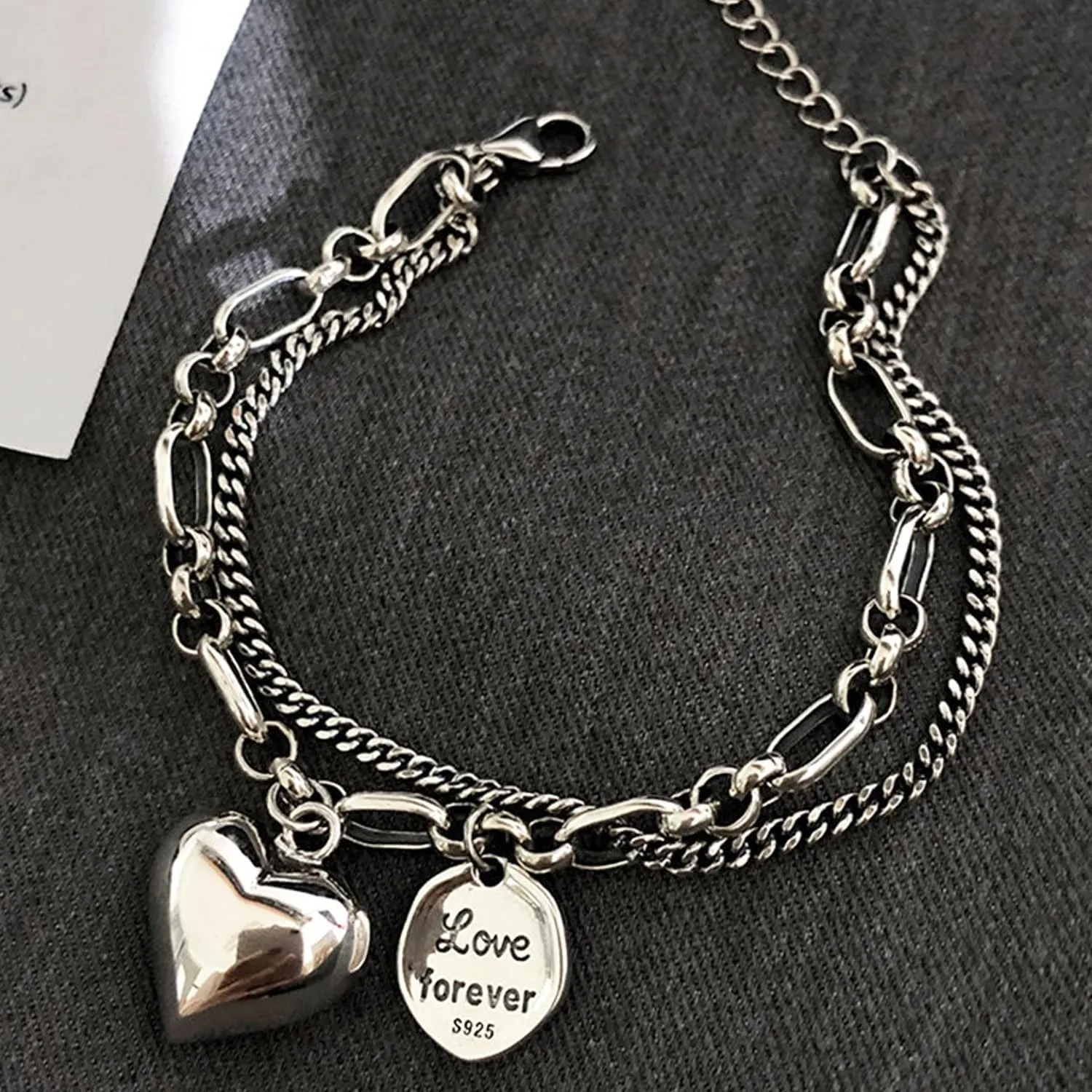 925 Sterling Silver Link Chain Bracelet for Women Handmade Layered Adjustable Sterling Silver Bracelets Bangles Jewelry Gifts