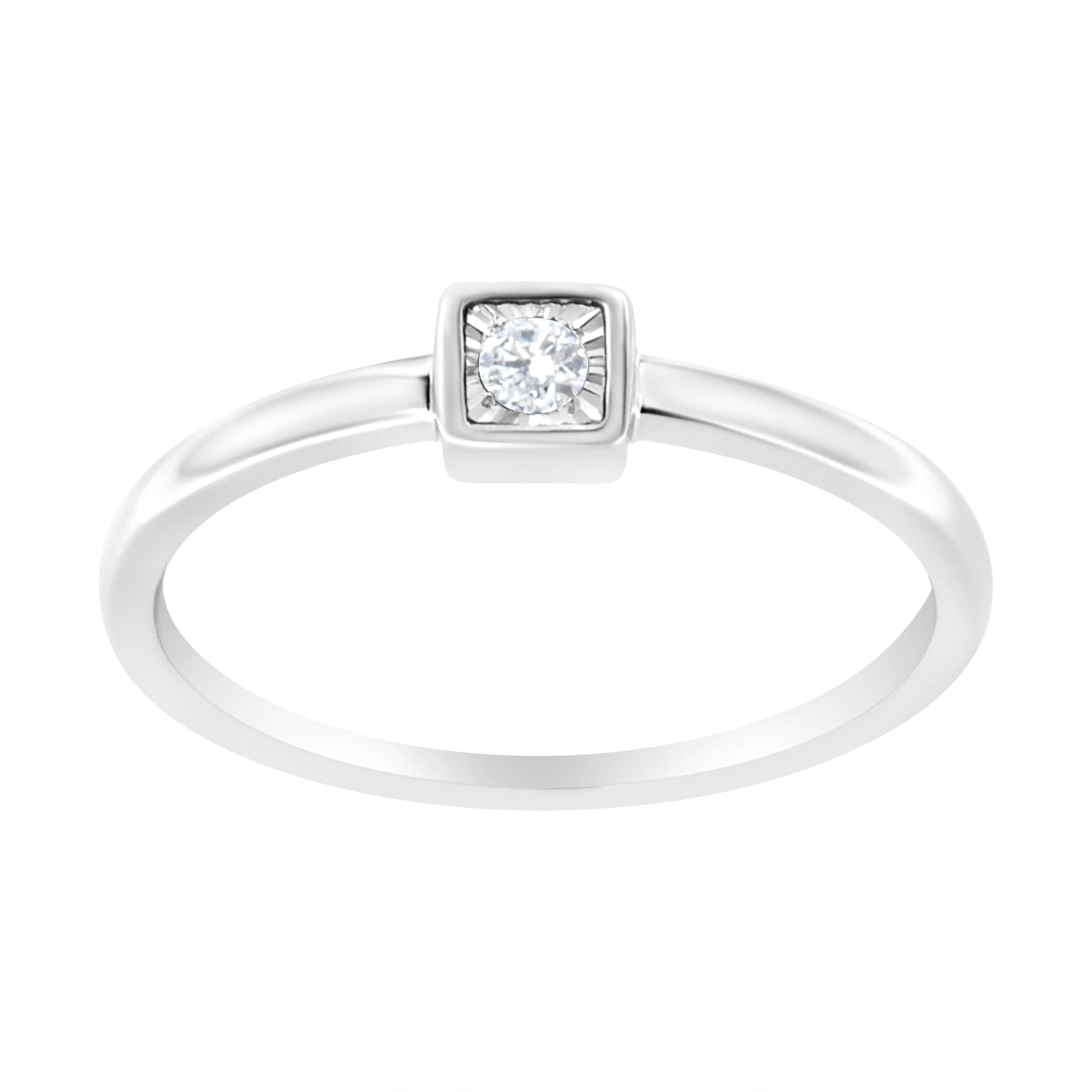 .925 Sterling Silver Miracle-Set Diamond Accent Cushion Shaped Promise Ring