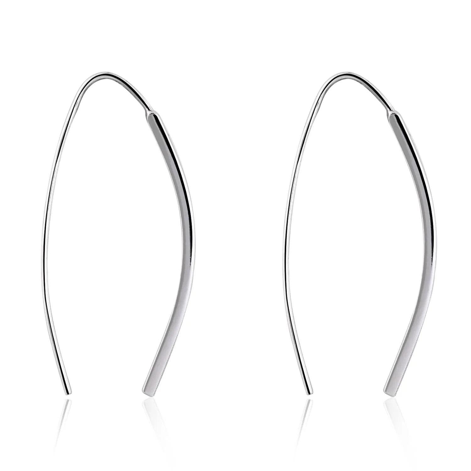 925 Sterling Silver Pull Through Earrings Simple Threader Earrings Hypoallergenic Minimalist Drop Dangle Earrings for Women Trendy