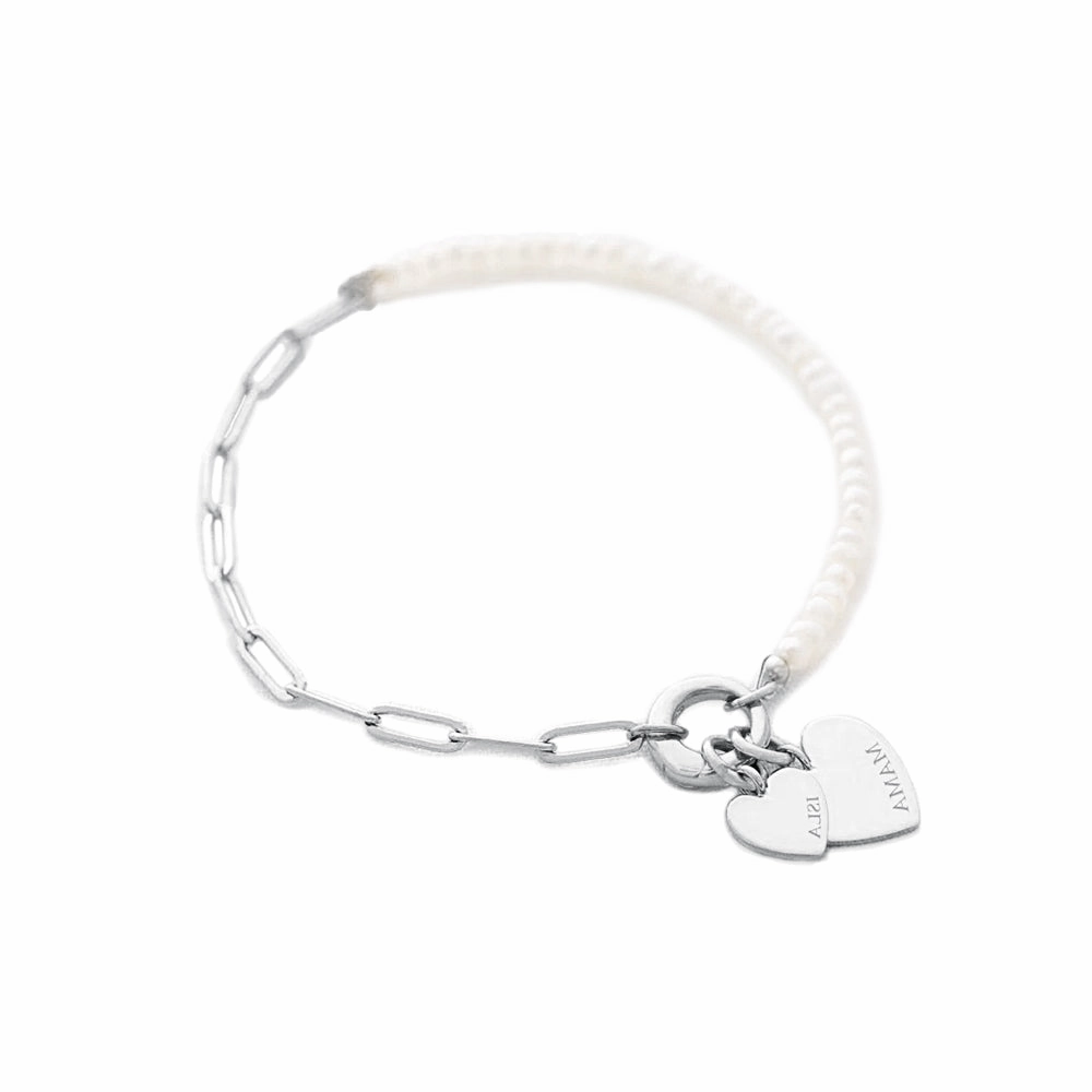 Romantic Gesture Remarkable Skill 925 Silver Pearls Shop Personalized Heart Bracelets