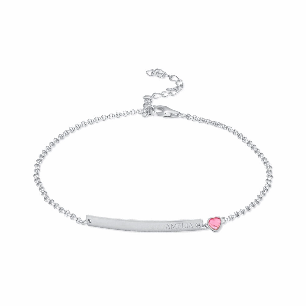 925 Silver Thread Shop Personalized Heart Bracelets Clear Unification Cherished Item