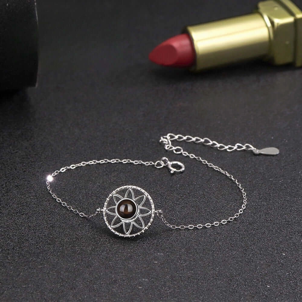 Unwavering Amalgam 925 Sterling Silver Flowers with Diamonds Felicity Bracelet with Picture Inside