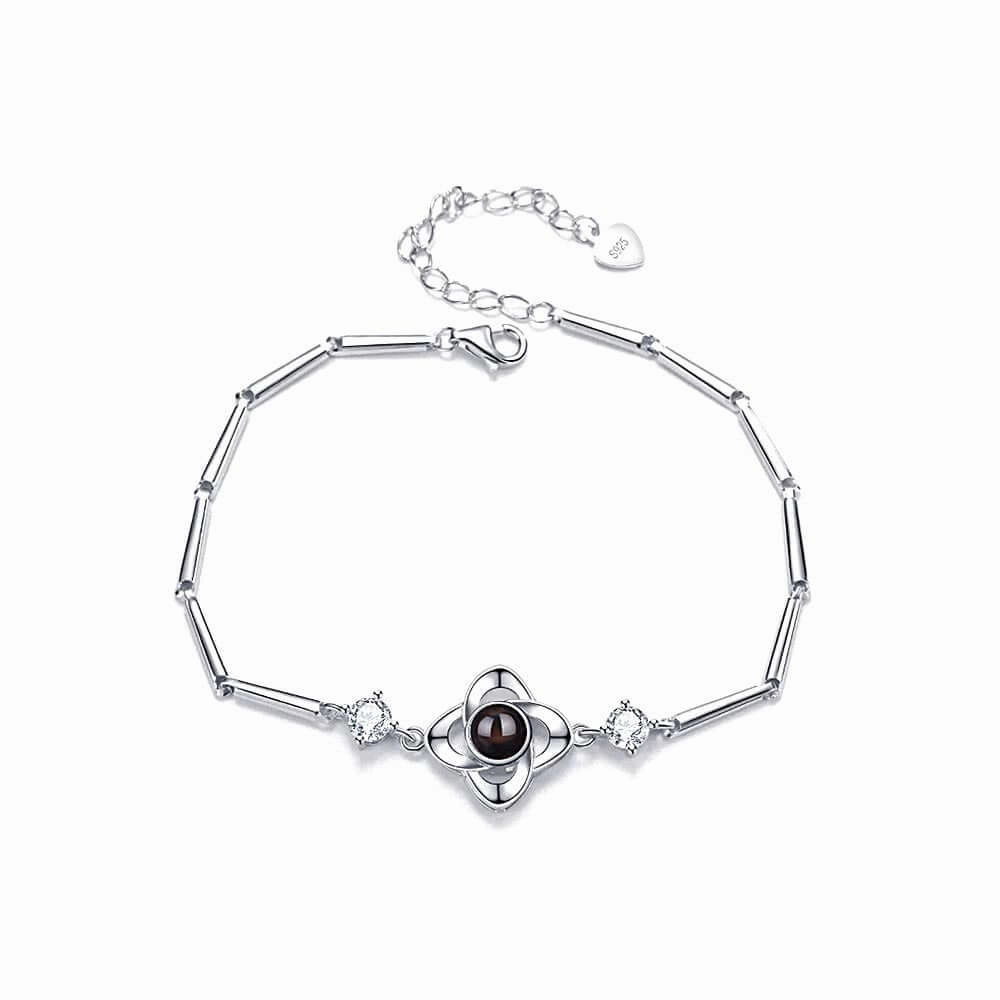 925 Sterling Silver Four Leaf Clover with Diamonds Felicity Bracelet with Picture Inside Trusted quality Balanced Composition