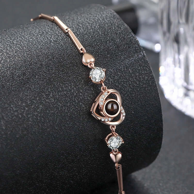 Unfading Beauty Limited availability 925 Sterling Silver Personalized Heart Felicity Bracelet with Picture Inside