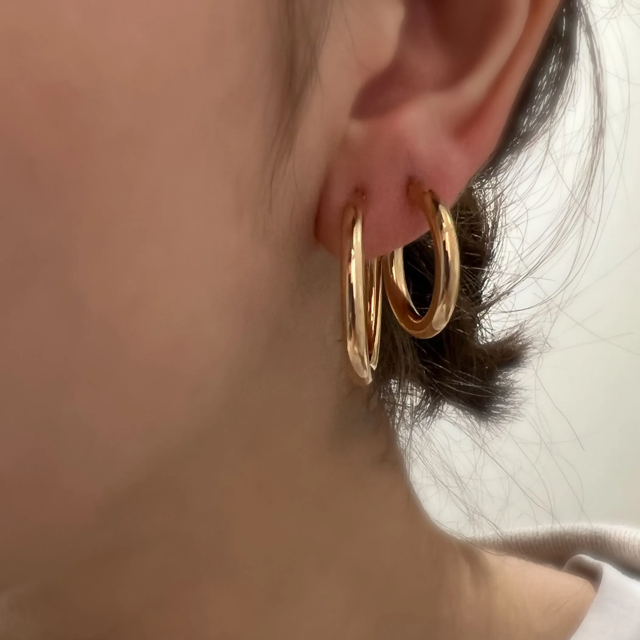 9ct Yellow Gold Chunky Large 25mm Hoop Earrings