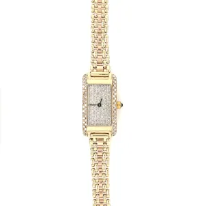 9ct Yellow Gold Diamond Ladies Bracelet Dress Watch