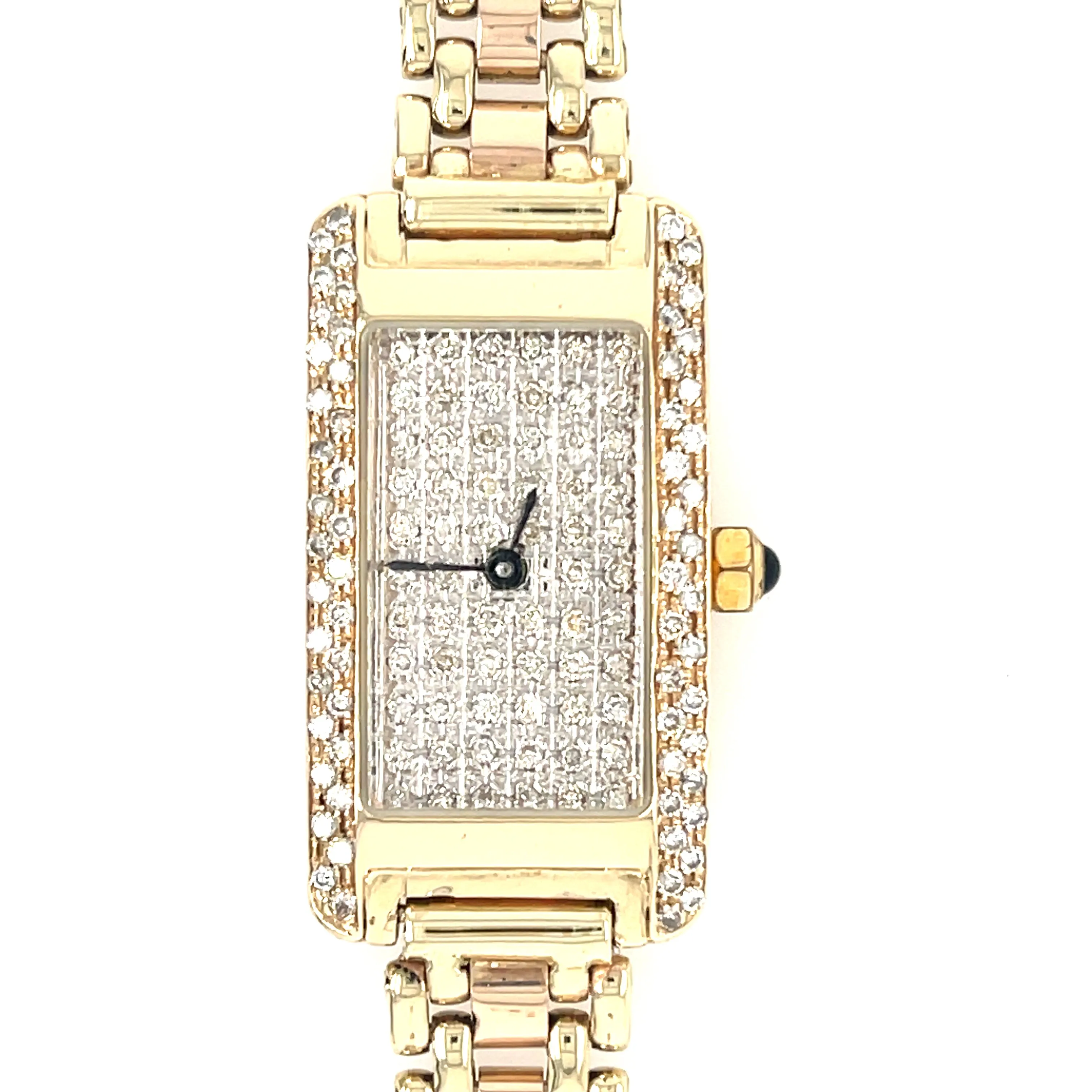 9ct Yellow Gold Diamond Ladies Bracelet Dress Watch