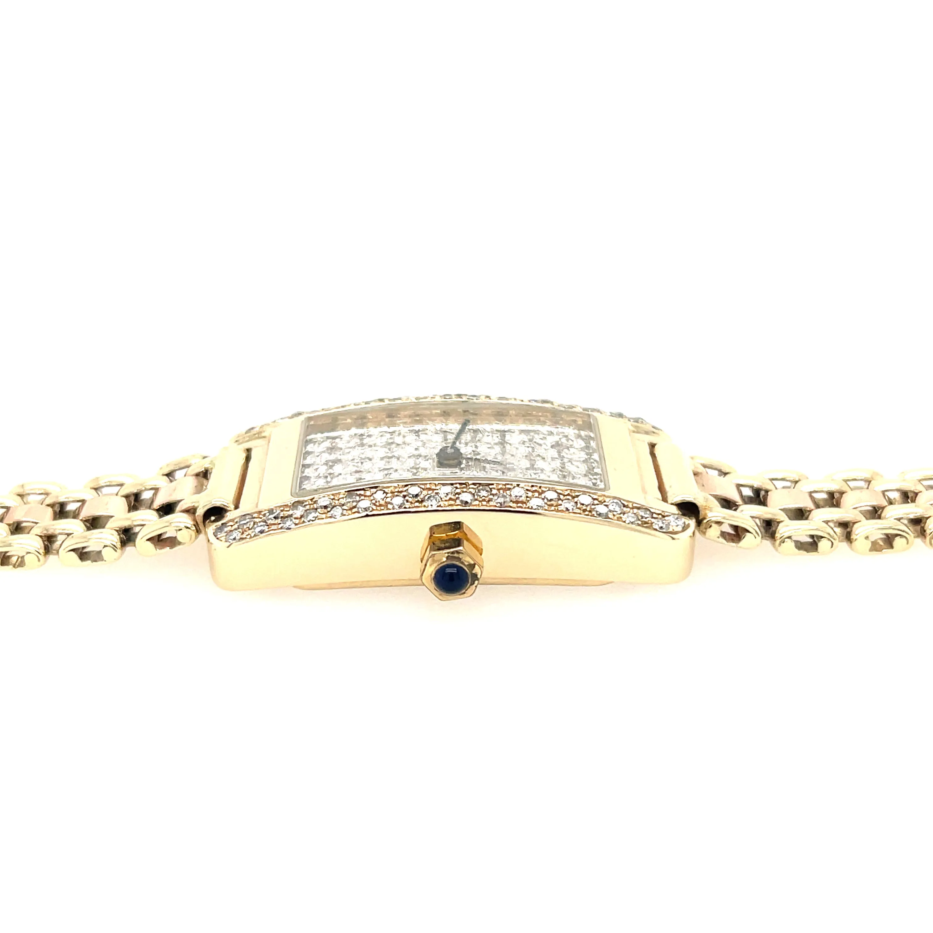 9ct Yellow Gold Diamond Ladies Bracelet Dress Watch