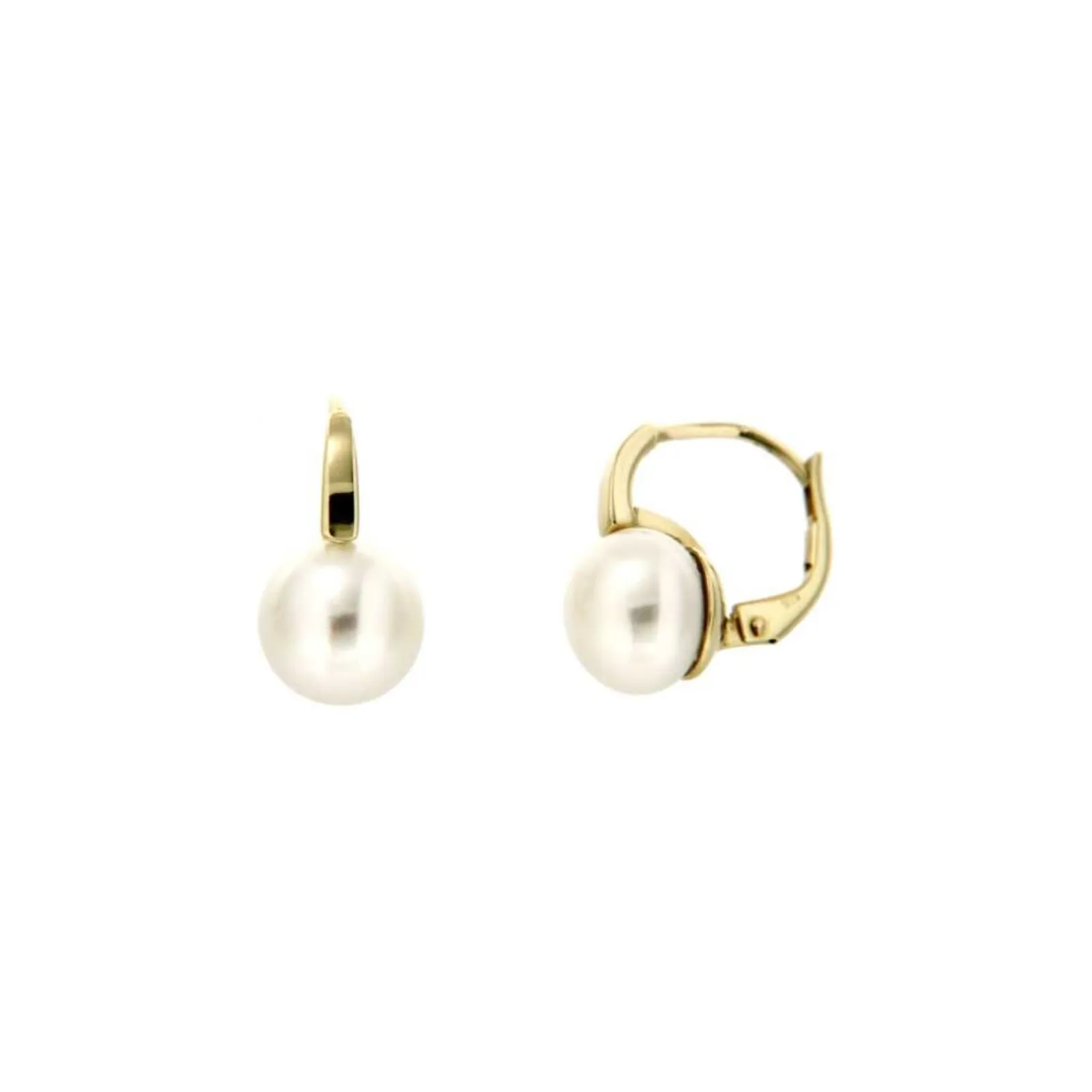 9ct Yellow Gold Freshwater Pearl Earrings Bouton Flat