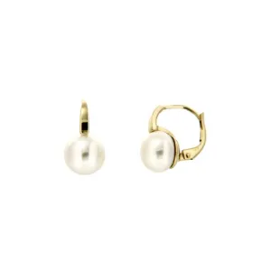 9ct Yellow Gold Freshwater Pearl Earrings Bouton Flat