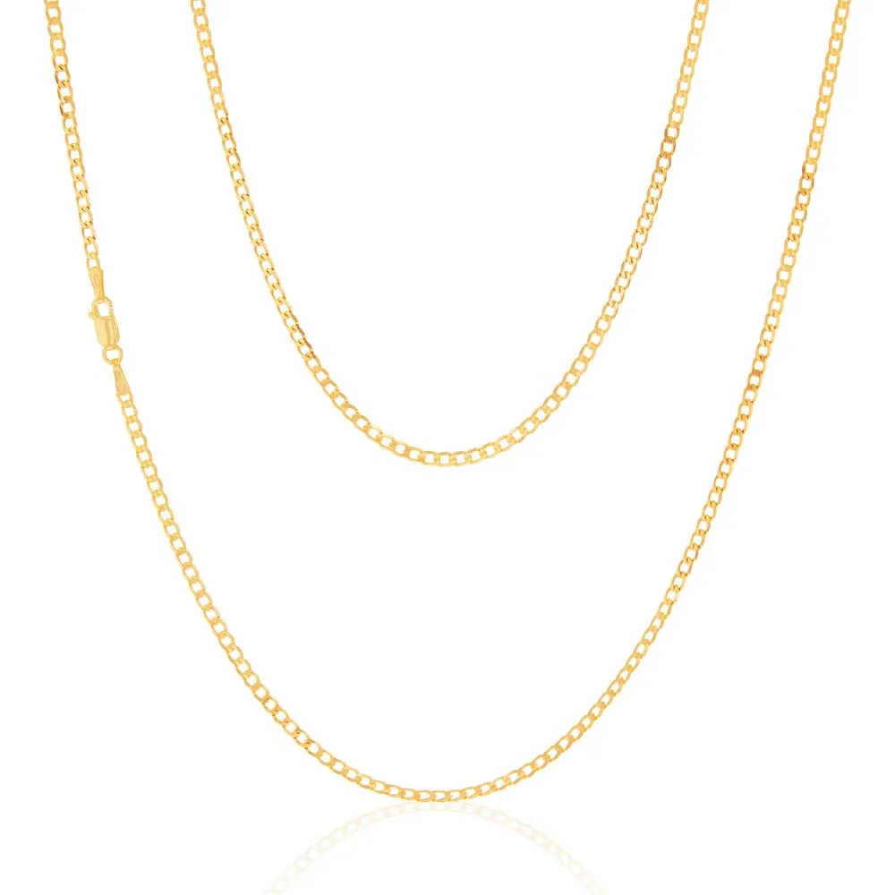 9ct Yellow Solid Gold 60 Gauge Curb 55cm Chain