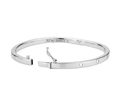 9K White Gold Lab Diamond Studded Hinged Bangle 0.60 Carat