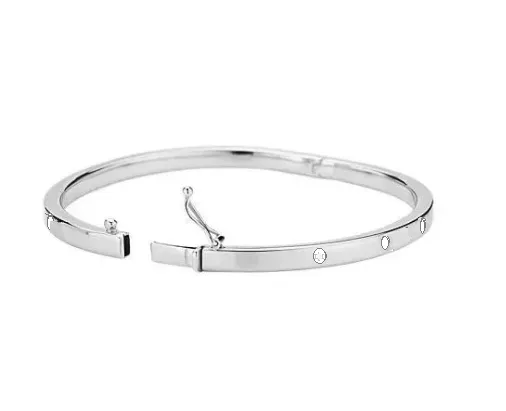 9K White Gold Lab Diamond Studded Hinged Bangle 0.60 Carat