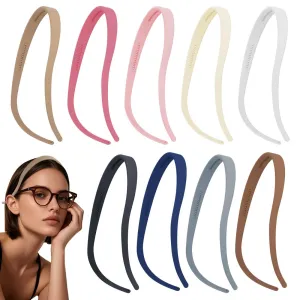 9PCS Glasses Headbands for Women - No Headache Thick Headband for Eyewear Wearers Non-Slip Teeth - Thin Backyards Plastic Hairband for Gym Work Makeup - Zero Pressure Comfort Adults Hair Accessories