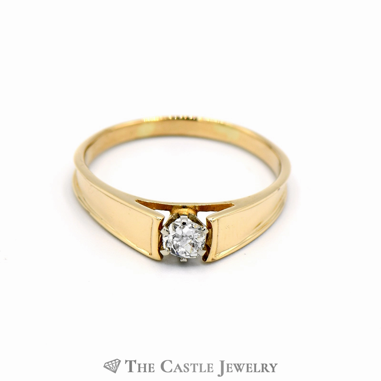 .30ct Round Brilliant Cut Diamond Solitaire Engagement Ring in 14K Yellow Gold Handcrafted Craft Personal Work
